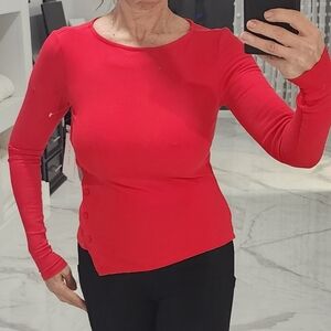 Pink Rose Vibrant Scarlet Long Sleeve Top